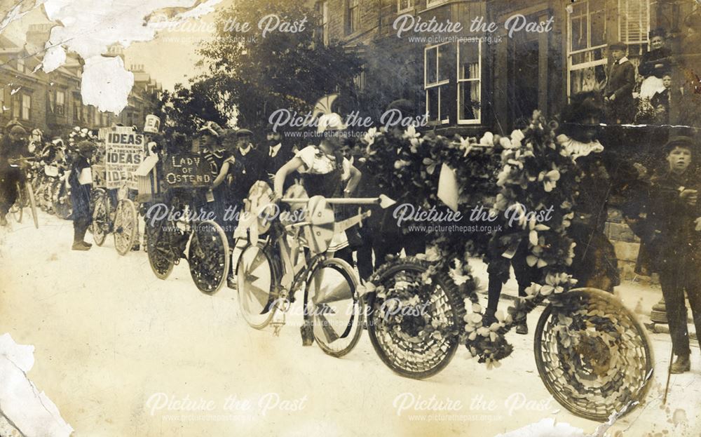 Decorated bicycles, Fairfield, c 1912 ?