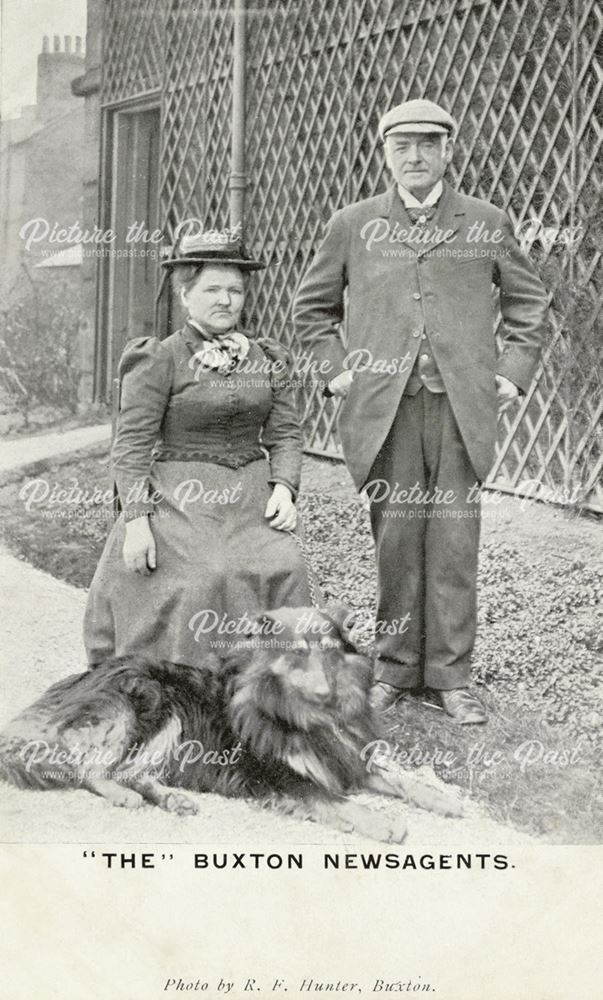 Mr and Mrs James Rigby, 'The' Buxton Newsagents, Buxton, c 1905 ?