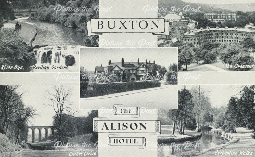 Multiview picture postcard produced for the Alison Hotel, Buxton, undated