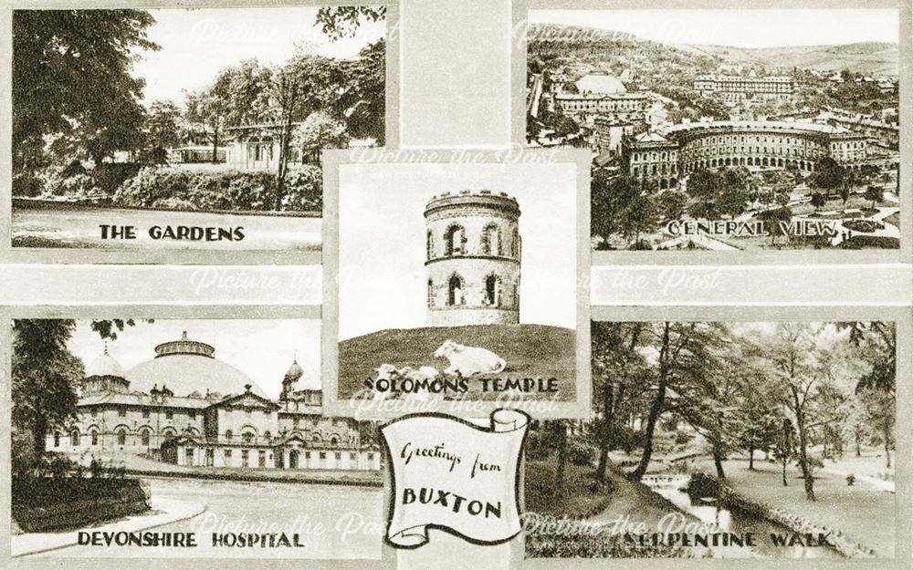 Multiview picture postcard, Buxton, pre 1934 ?