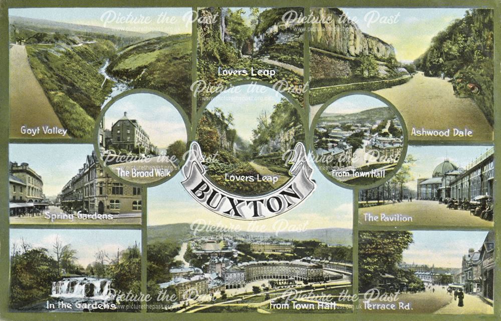 Multiview picture postcard, Buxton, c 1918