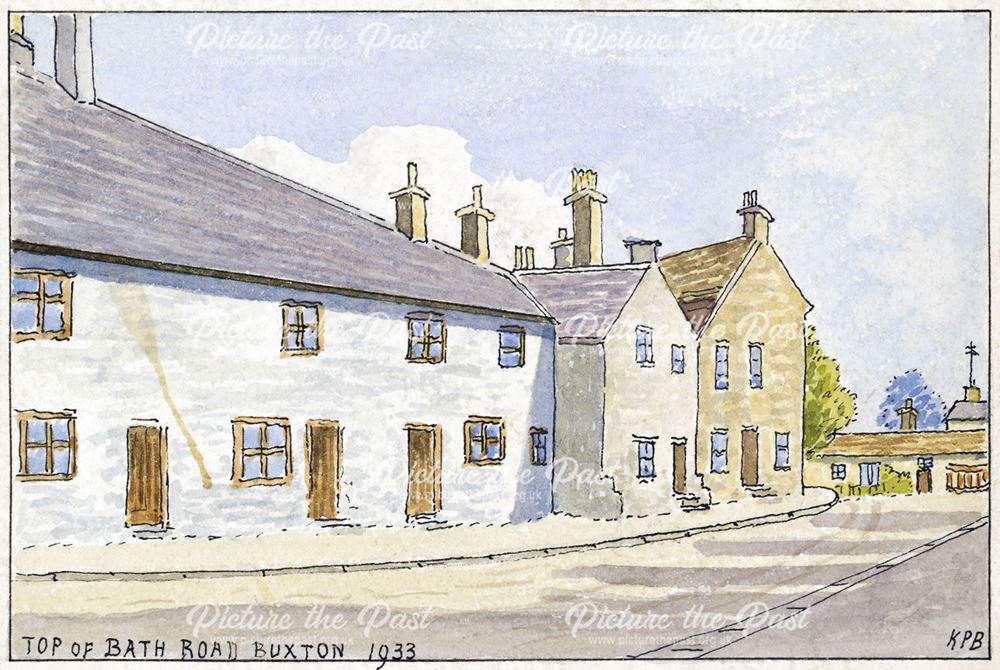 Cottages at top of Bath Road, Buxton, 1933