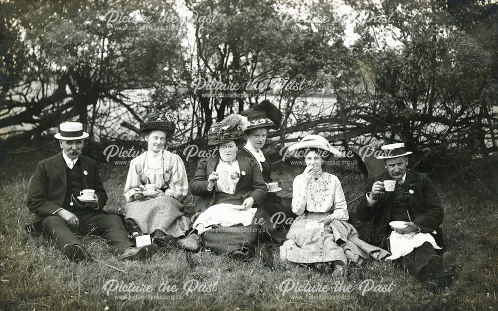 Group having a cup of tea, near Buxton