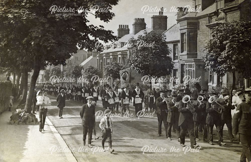 Procession of freemasons on London Road, Buxton, c 1911