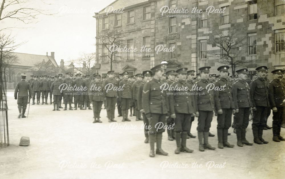 Soldiers in the Market Place, Buxton, c 1914-18 ?