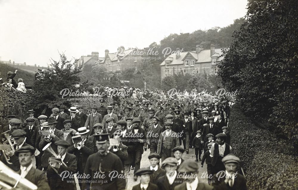 Procession heading down Ashwood Dale, Buxton,