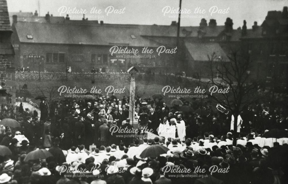 Blessing of the war memorial at St Mary's Church, Buxton, c 1919 ?