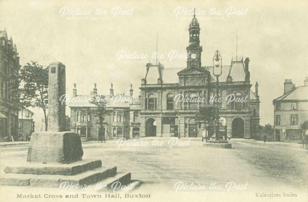 Market Cross and Town Hall, Buxton, c 1906