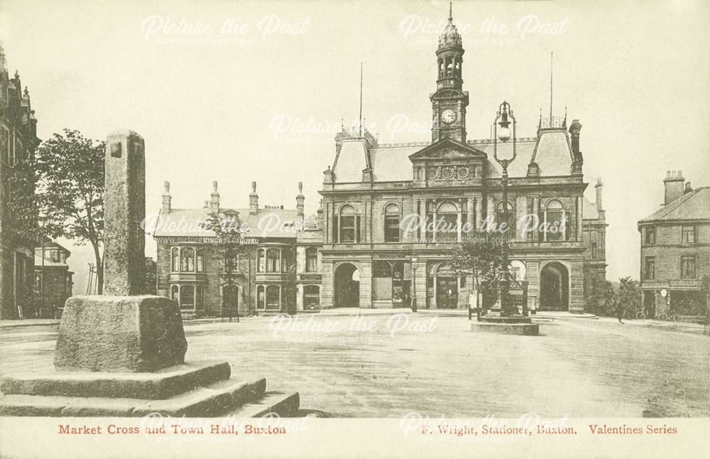 Market Cross and Town Hall, Buxton, c 1906