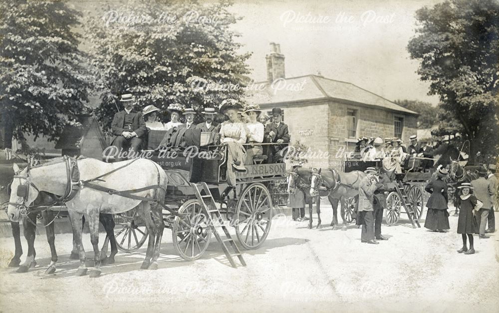 Waggonettes in the Market Place, Buxton