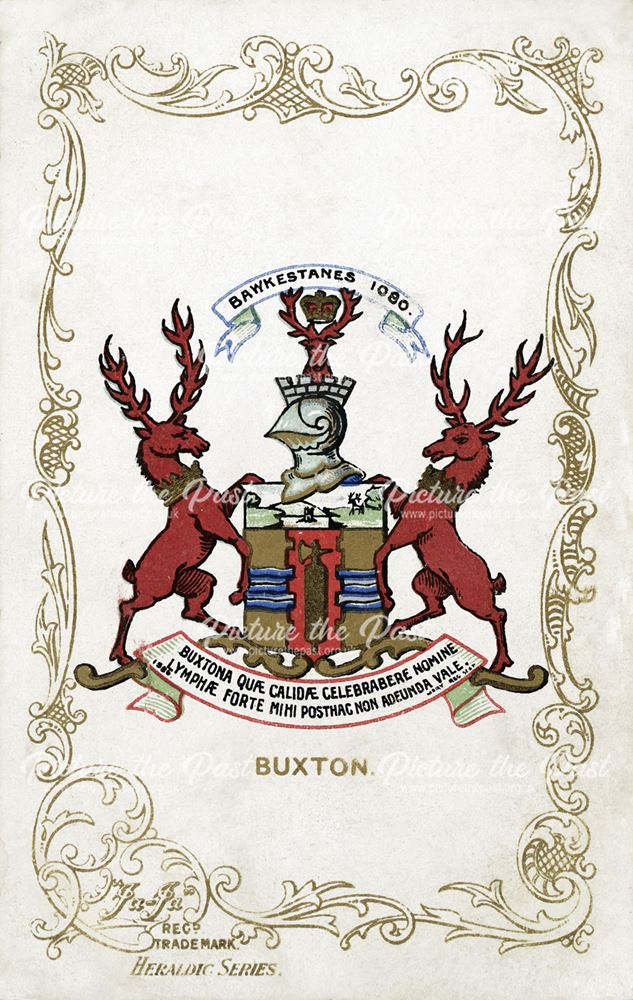 Postcard showing Buxton's coat of arms, c 1906