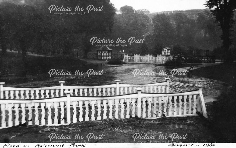 Flooding in Ashwood Park, Buxton, 1930