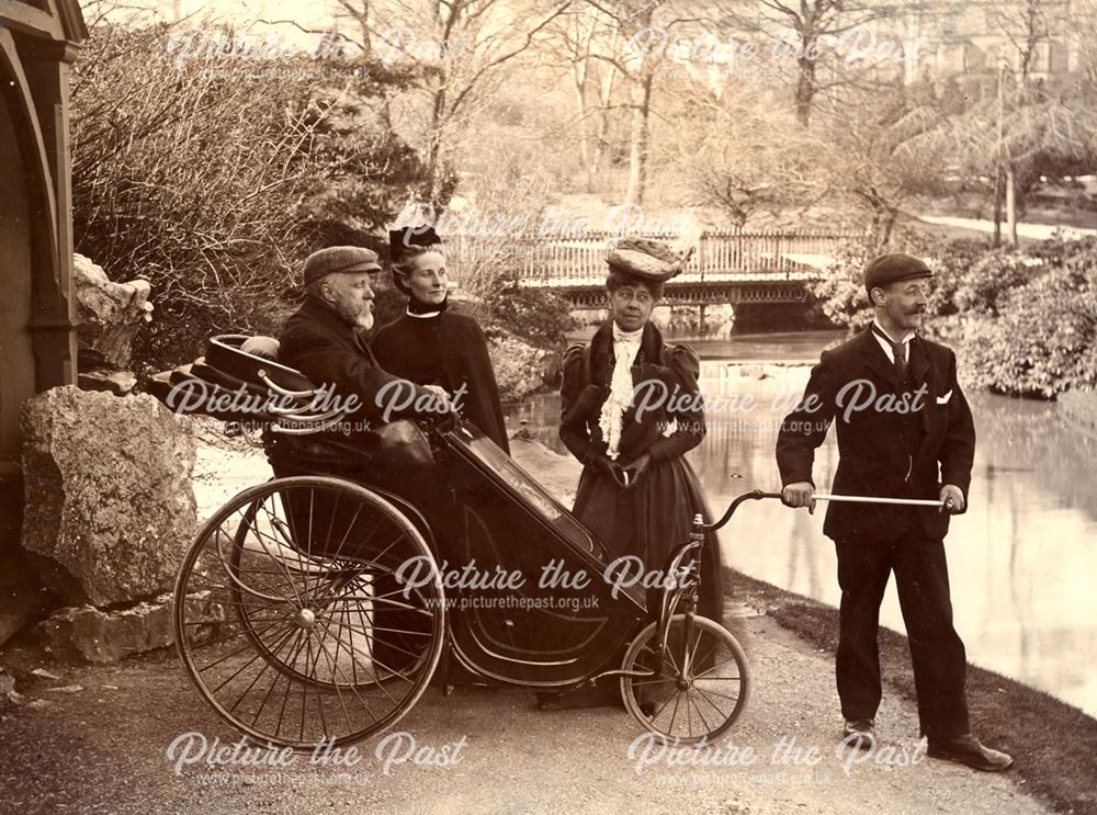 George Pyle in a bath chair in the Pavilion Gardens