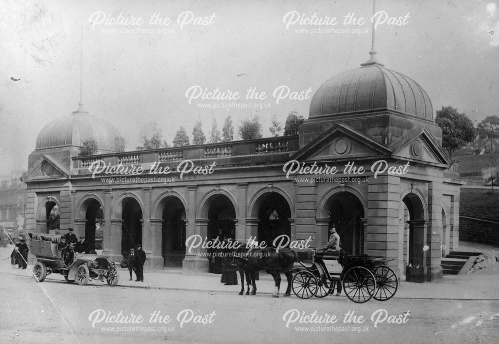 Pump room with carriages outside