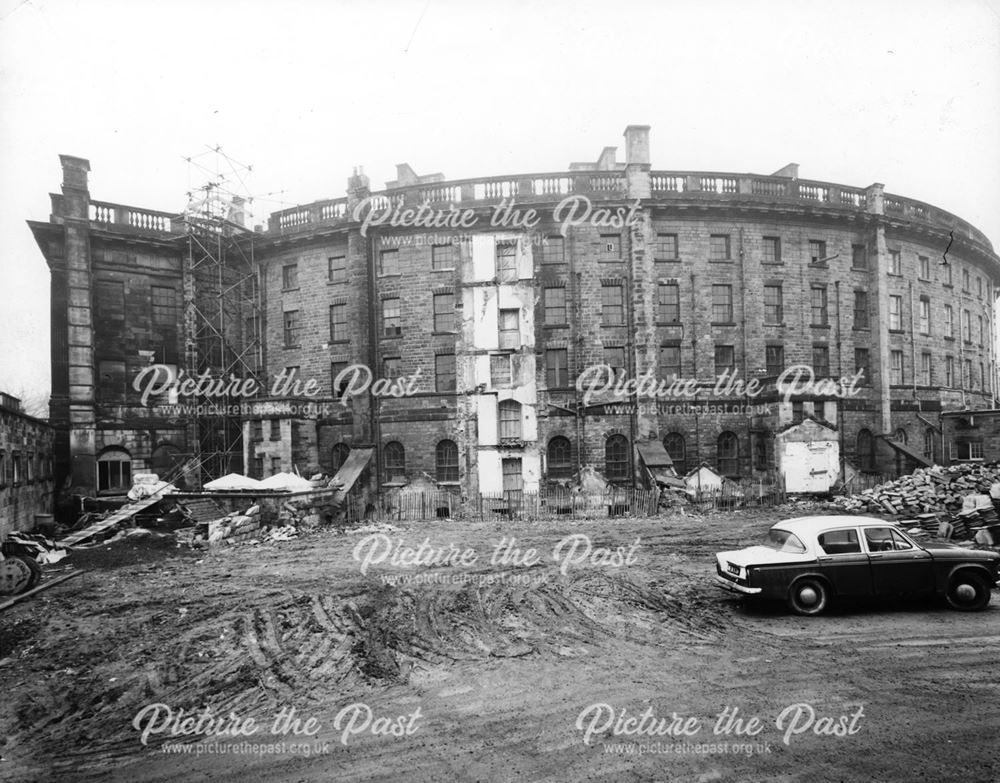 Back view of the Crescent - demolition work and creation of the car park