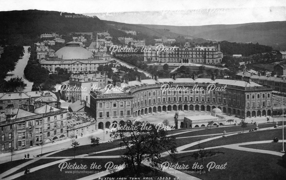 View of the Slopes, Crescent, Palace Hotel, Devonshire Royal Hospital and George Mansions