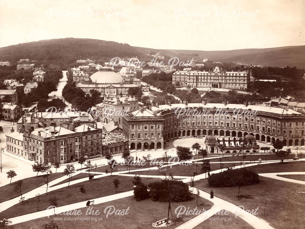 The Crescent, Old Hall Hotel, The Slopes, Palace Hotel, Pump Room and Devonshire Royal Hospital