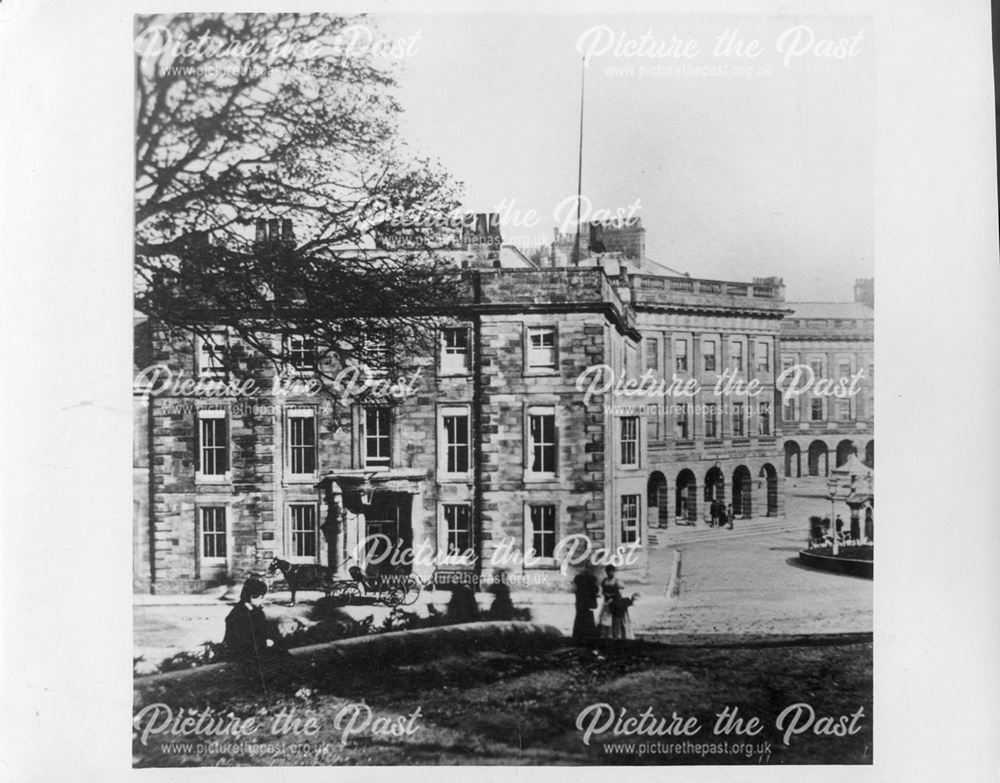 The Old Hall Hotel and the old pump, The Crescent, Buxton