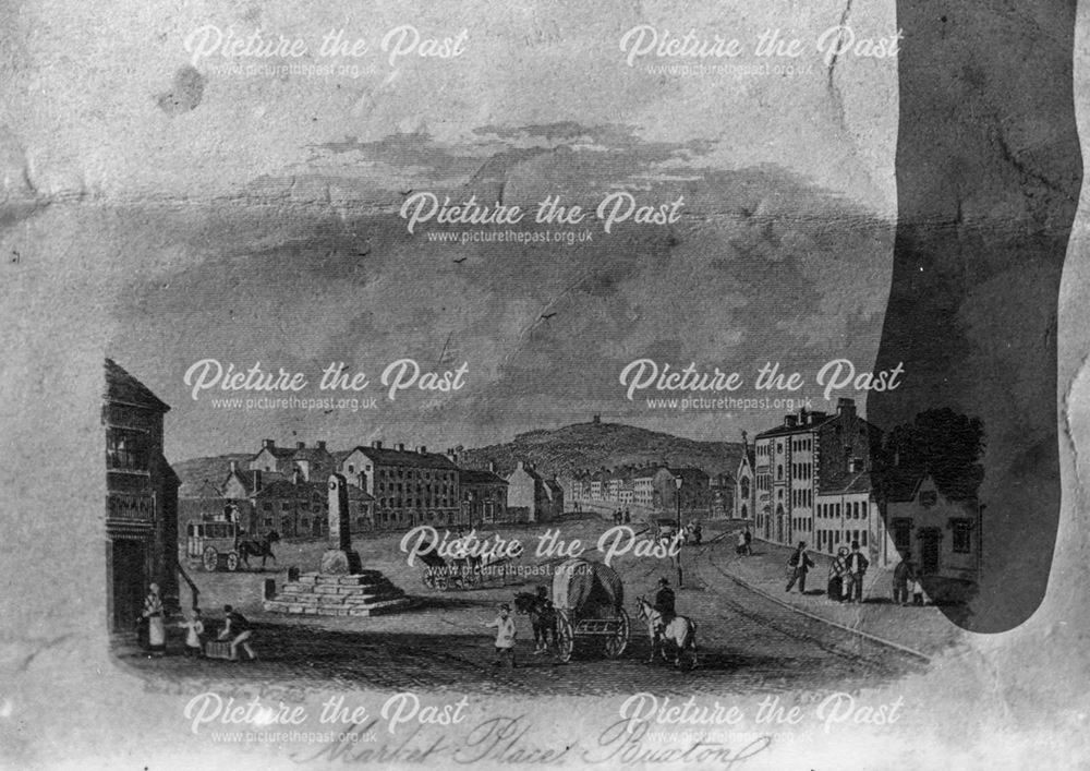 Photo of an engraving of Buxton Market Place