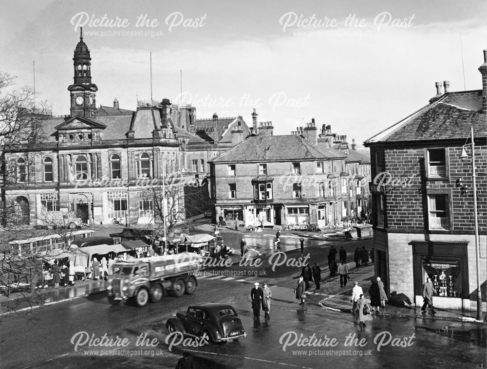 Buxton Market Place and Town Hall, 1957