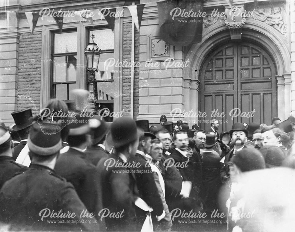 Crowd outside Buxton Town Hall