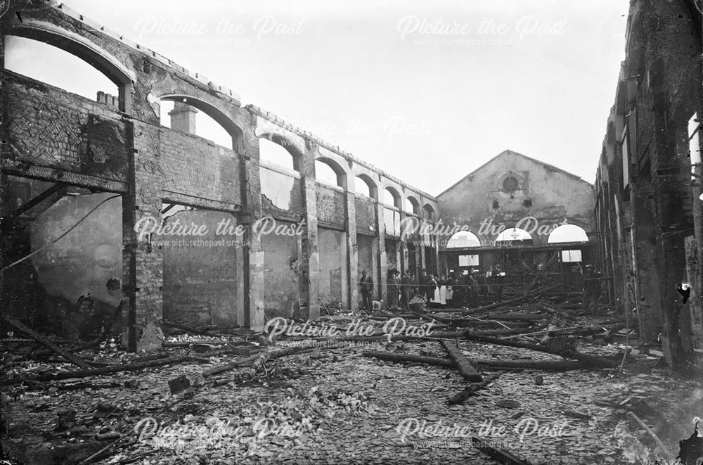 The burnt out remains of the Market Hall