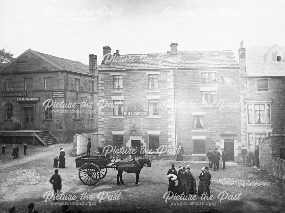 People outside the White Lion Hotel, Spring Gardens, Buxton