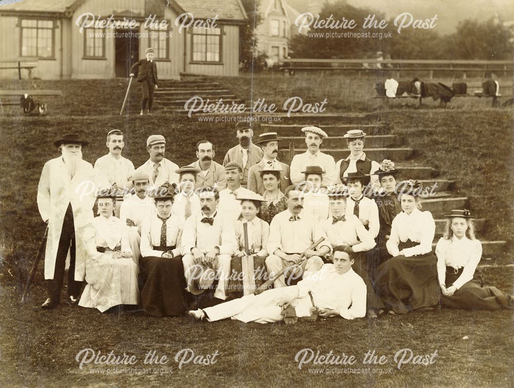 Ladies/gents, cricket/rounders team -outside Buxton Cricket Pavilion?