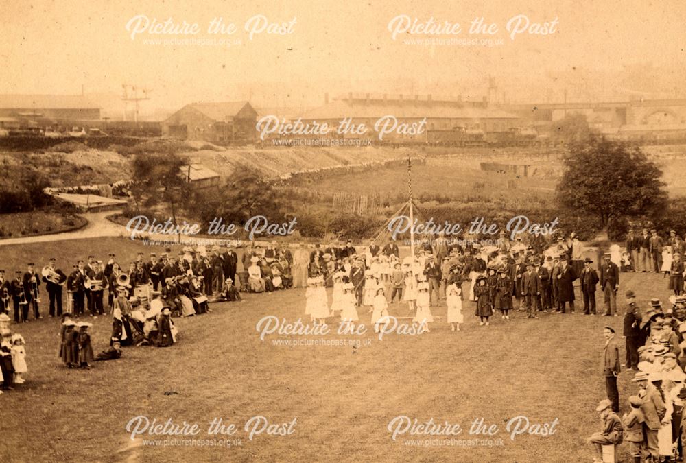 Maypole dancing scene, Buxton, c 1890s ?