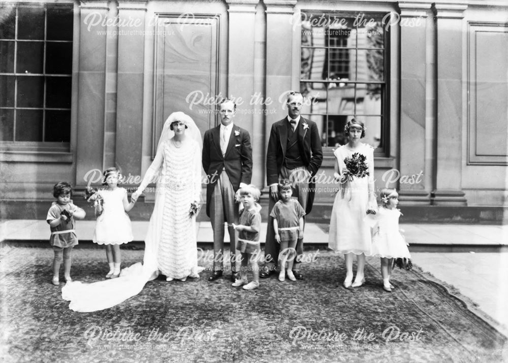 Bridal party at wedding of Lady Rachel Cavendish to Hon John Stuart,1923