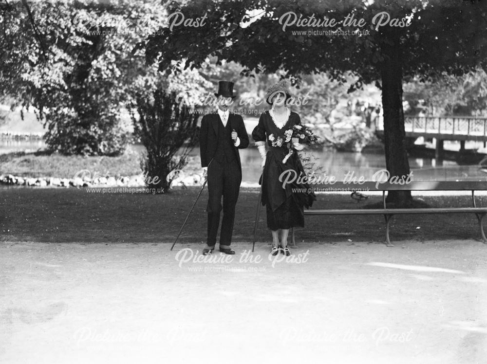 Lord Hartington and his wife at Pavilion Gardens, Buxton, 1922