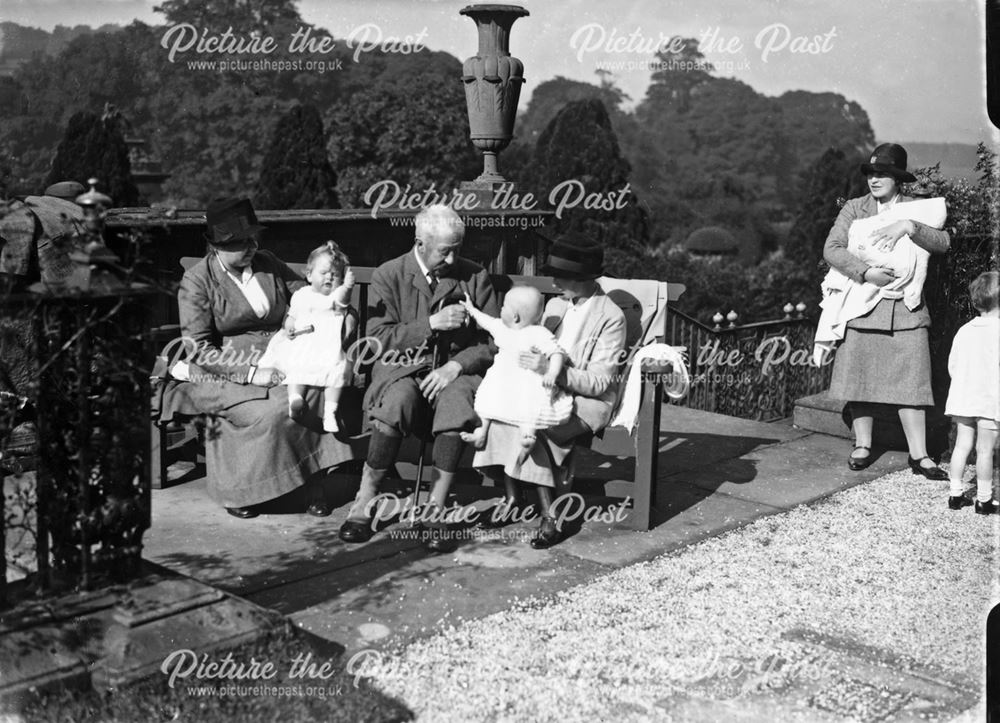 9th Duke of Devonshire with some of his youngest grandchildren and their nursemaids at Chatsworth, 1