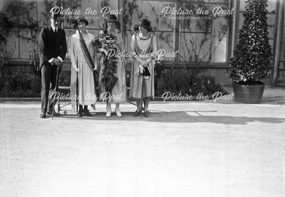 Lord and Lady Hartington and friends at the Peach House, Chatsworth Gardens, 1925