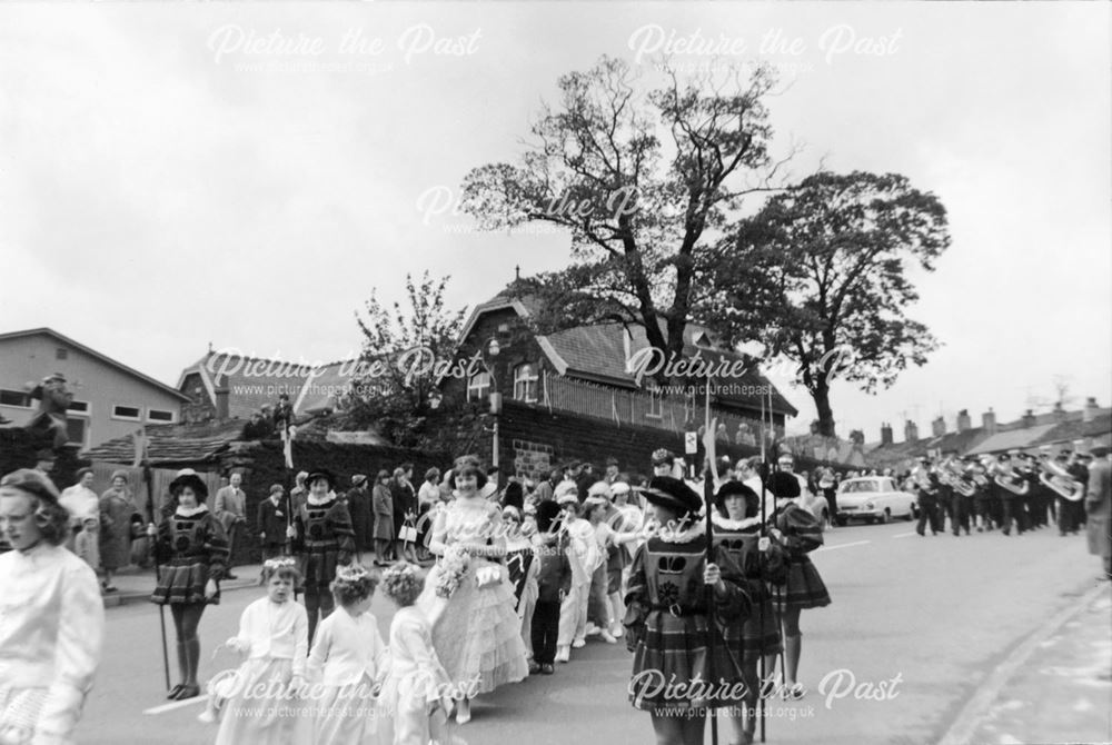 May Queen Procession Outside New Council School Hayfield, 1960s