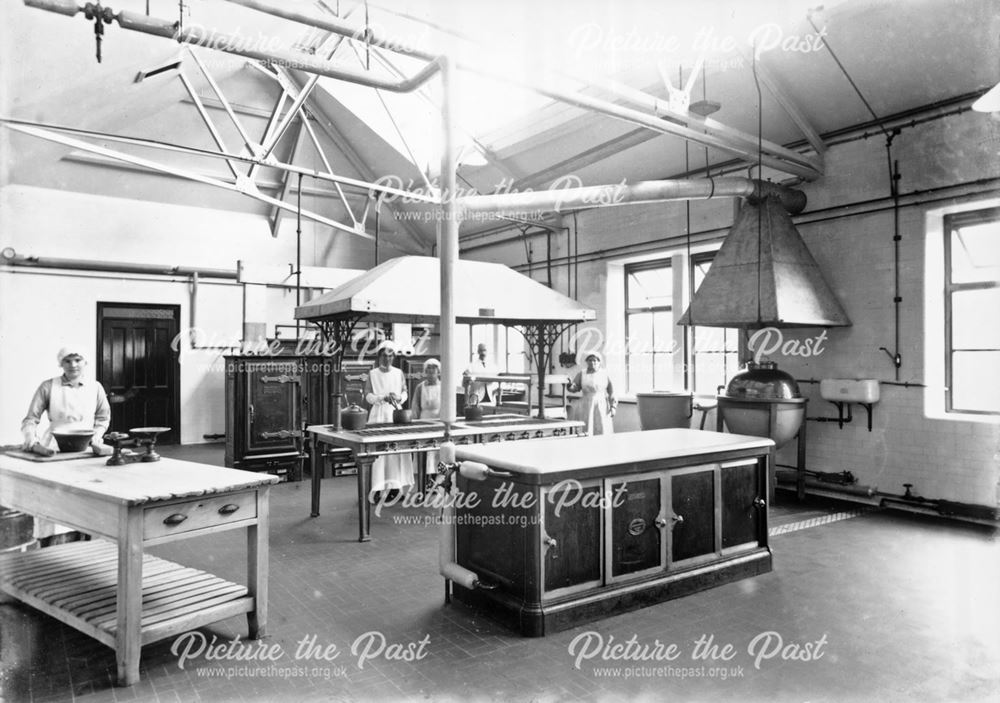 Interior of kitchen, Devonshire Royal Hospital, Devonshire Road, Buxton, 1923                       