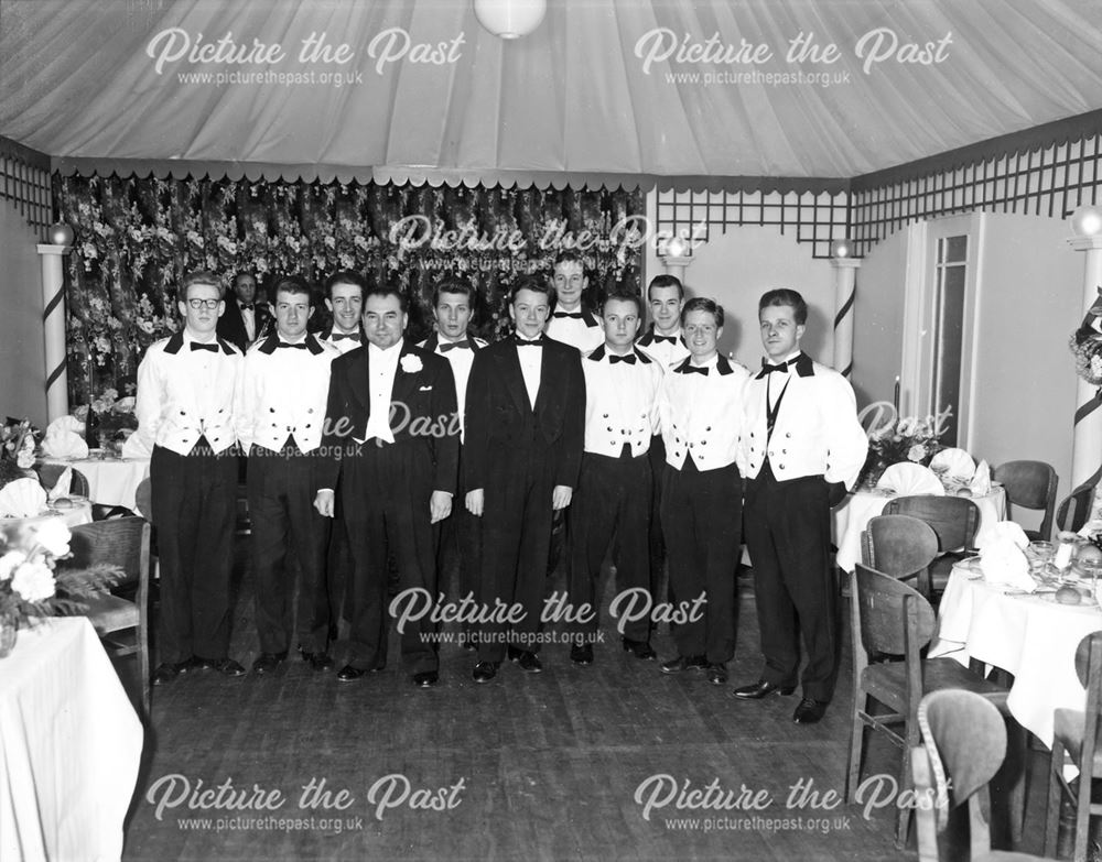 Staff group in new marquee at The Palace Hotel, Palace Road, Buxton