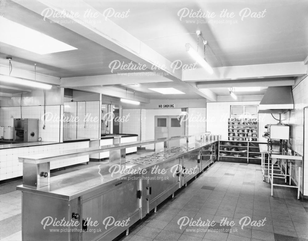 View of kitchen, Palace Hotel, Palace Road, Buxton, 1965