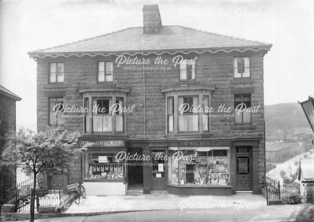 Shop fronts of J. B. Walker and The London Central Meat Co, Fairfield Road, Buxton