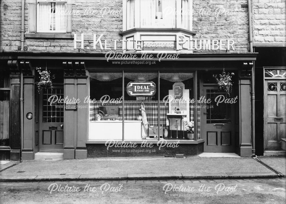 Shop front of H. Kettle, plumber, Spring Gardens, Buxton                                            