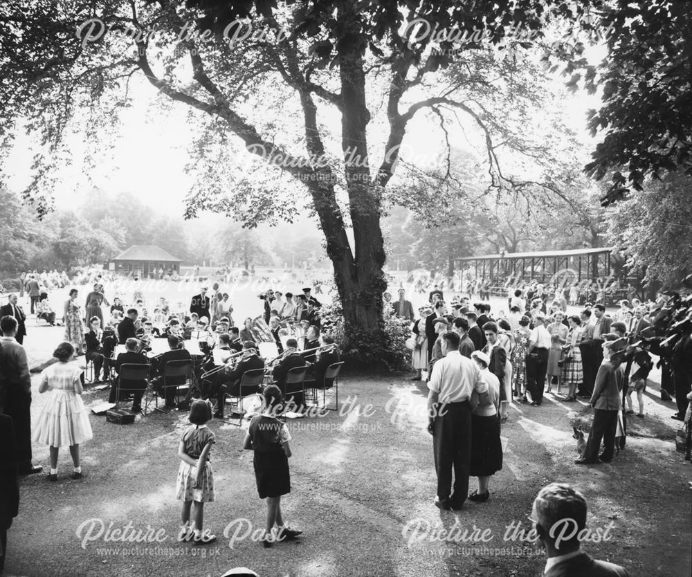 Band concert in Pavilion Gardens, Buxton, c 1950
