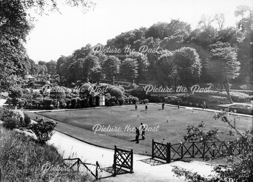 Putting on the bowling green, Ashwood Park, Buxton, c 1930                                          