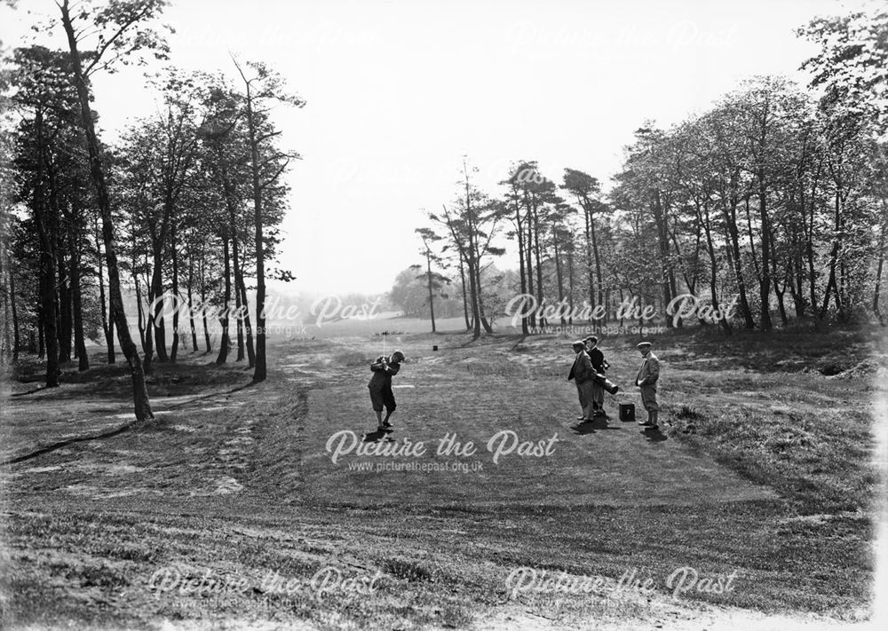 Teeing off through the trees, Cavendish Golf Club, Gadley Lane, Buxton, 1927-1931                   