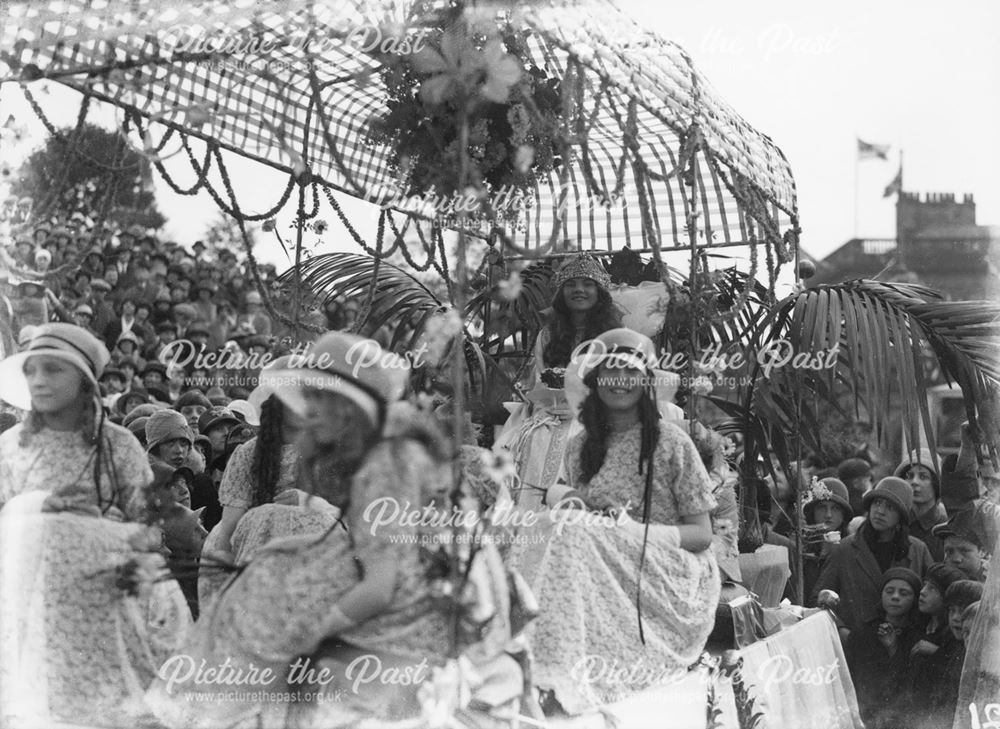 Queen's float, Well Dressing parade, Buxton, c 1930