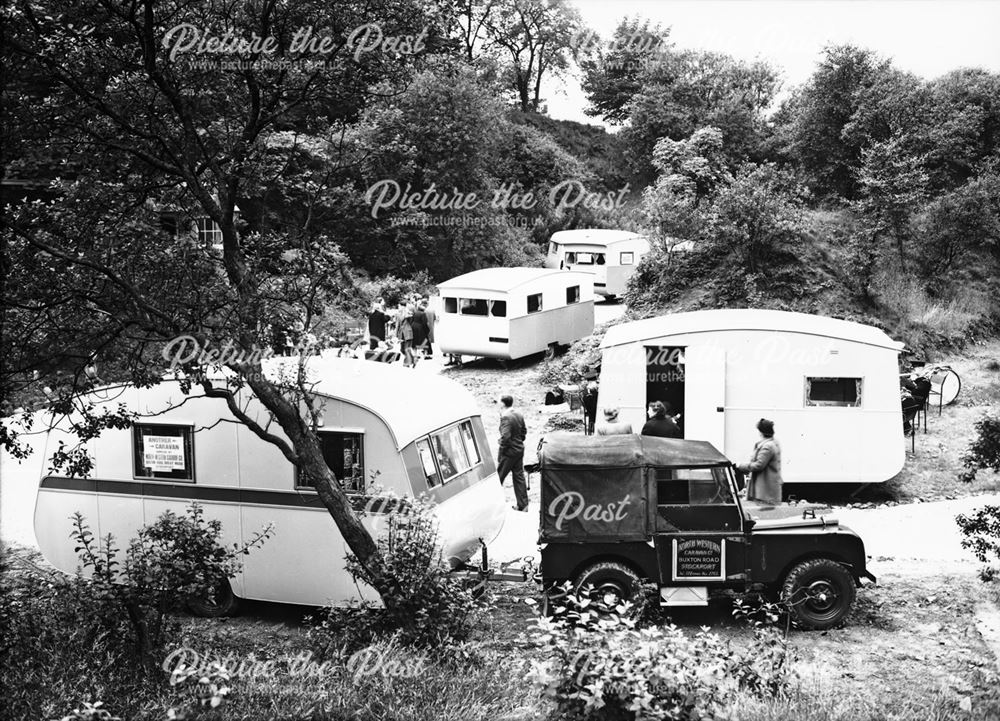 Punch Bowl caravan site, Buxton, c 1955