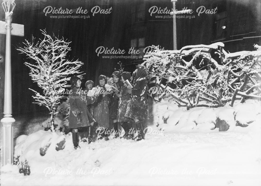 Carol Singing, Spa Hotel, Hartington Road, Buxton, c 1960?