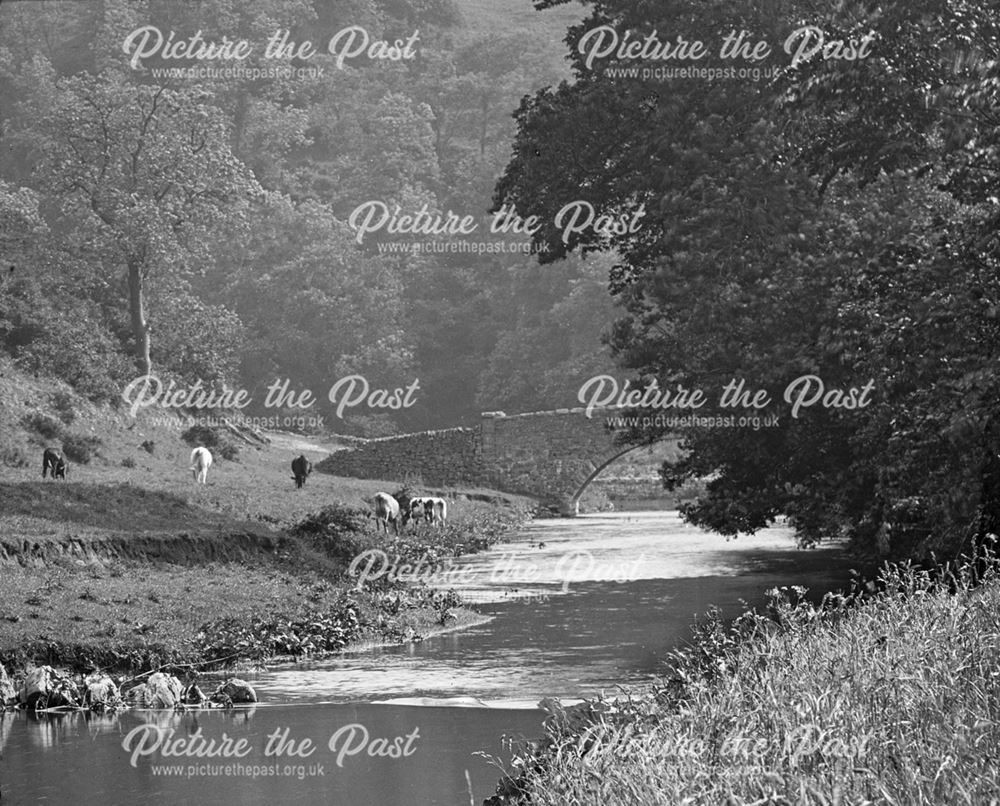 River Manifold and Grindon Bridge, Grindon, Staffordshire, c 1930s