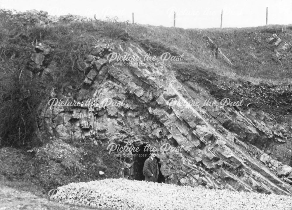 Fold in limestone near Grindon, Staffordshire, c 1930s