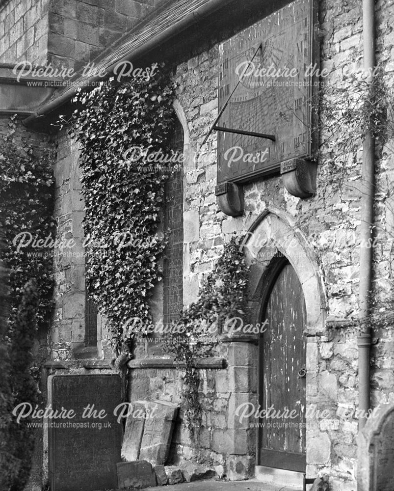 Sundial and doorway, Eyam Church