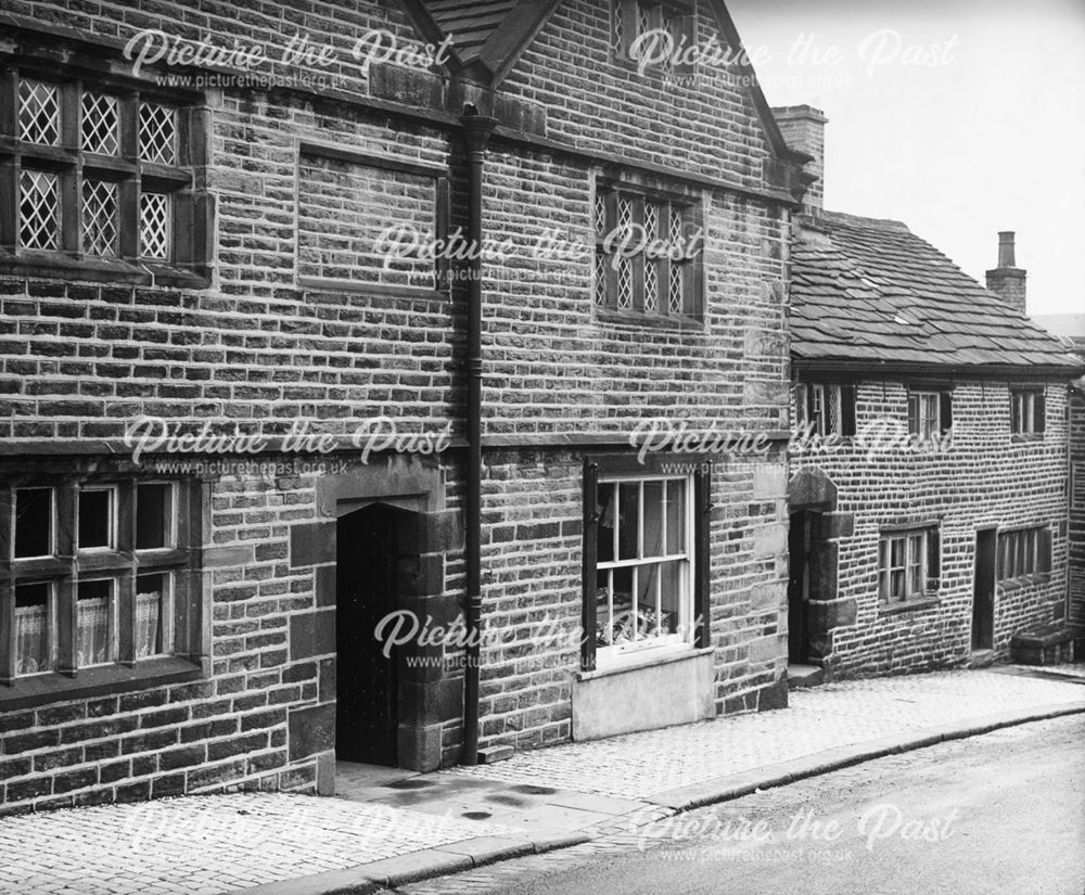 Buildings facing the church, Old Glossop, 1931