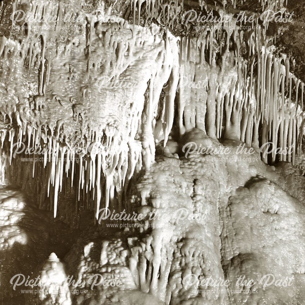 Large group of stalactites, Treak Cliff Cavern